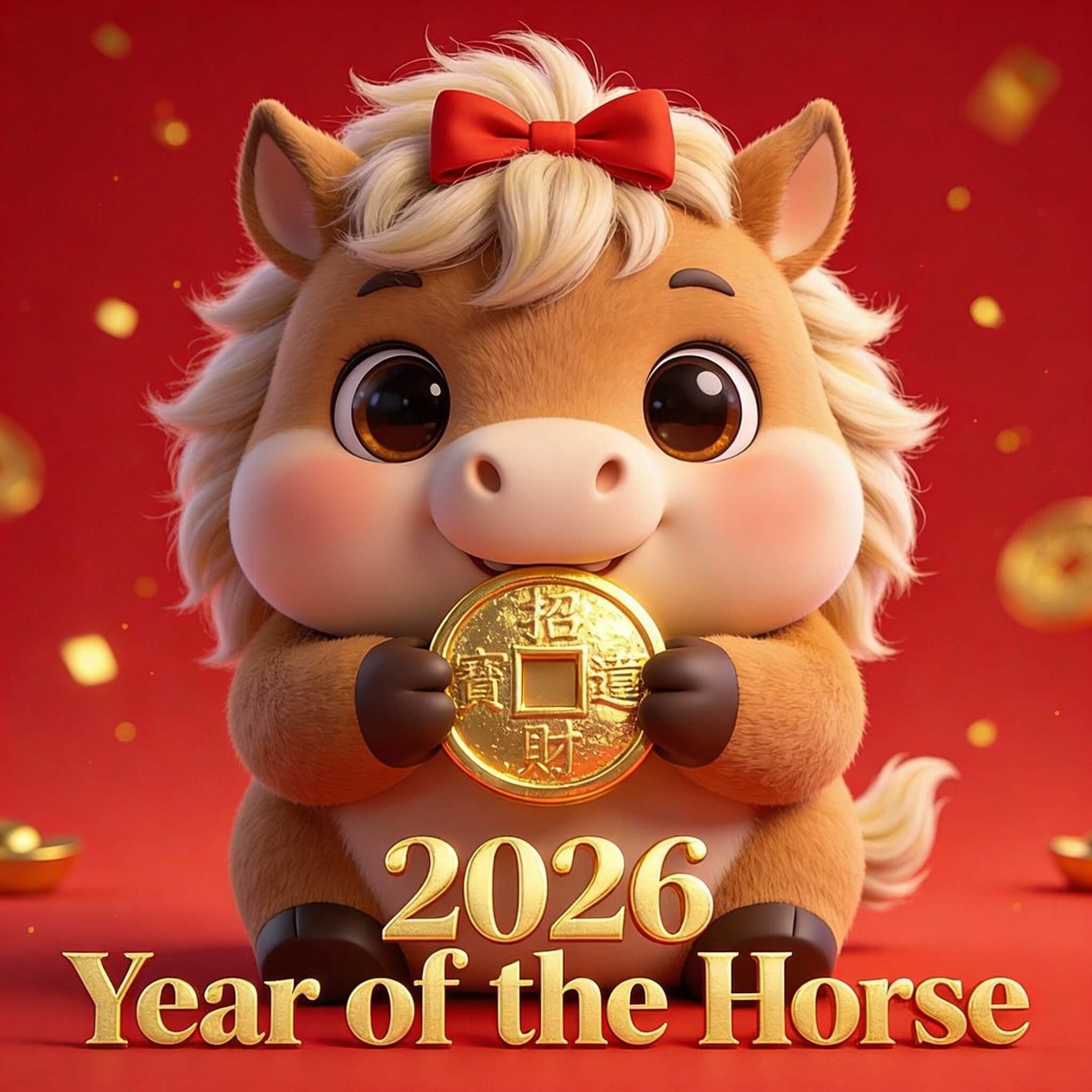 Cute cartoon Horse Design for Chinese New Year 2026 Card