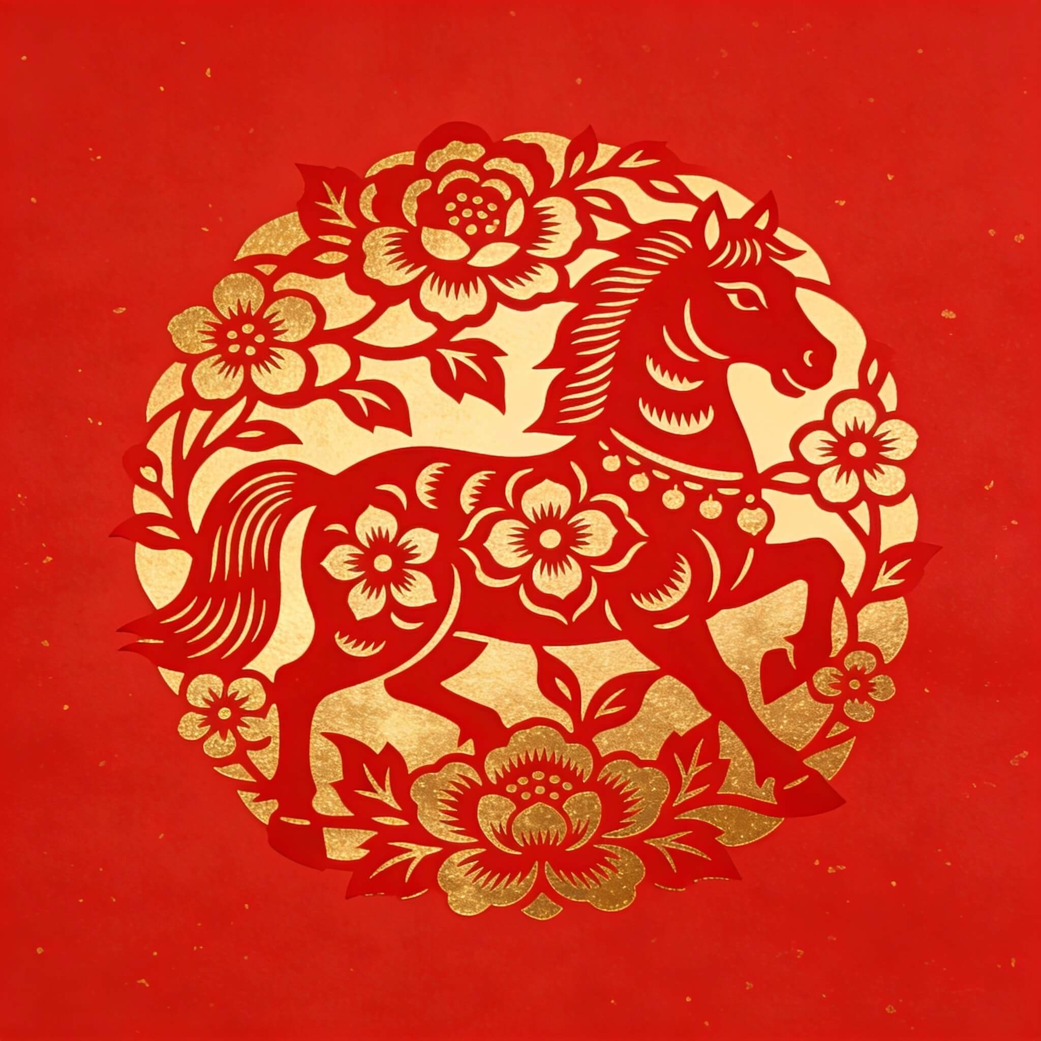 Chinese paper cut art style greeting card