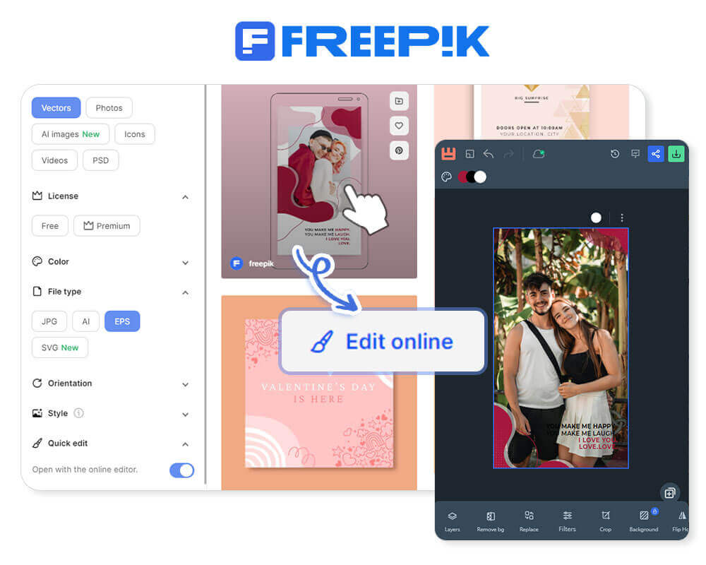 Валентиновские рамки на Freepik