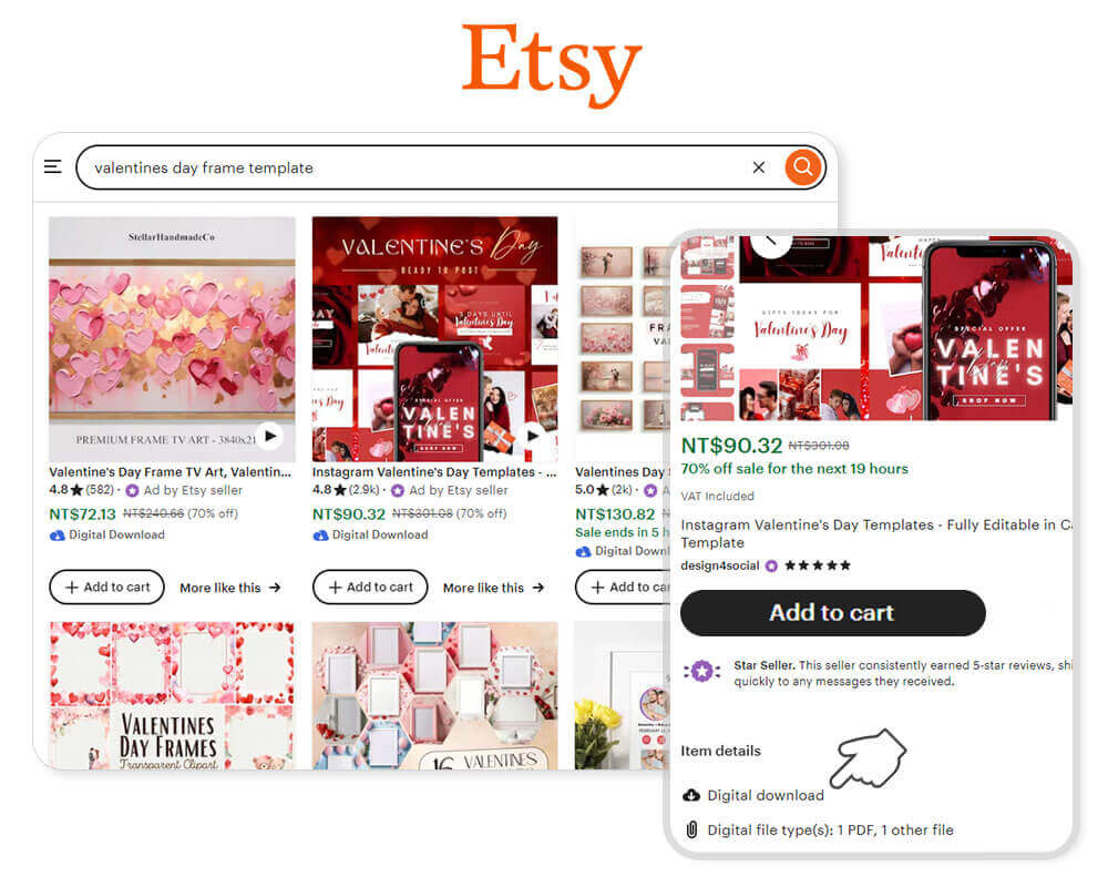 Найдите фоторамки ко Дню святого Валентина на Etsy