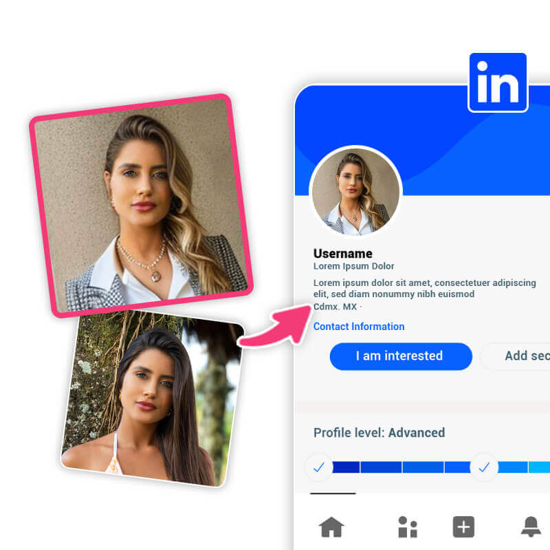 Linkedin-Profilbild mit KI-Bewerbungsfoto Linkedin-Profilbild mit KI-Bewerbungsfoto