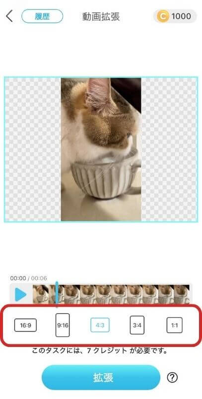 ステップ２：アスペクト比を選択