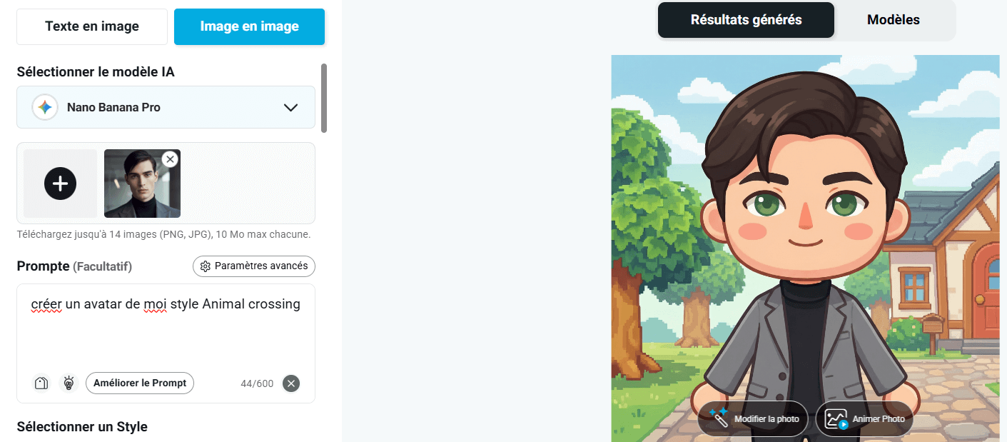 Créer avatar IA avec photo en ligne