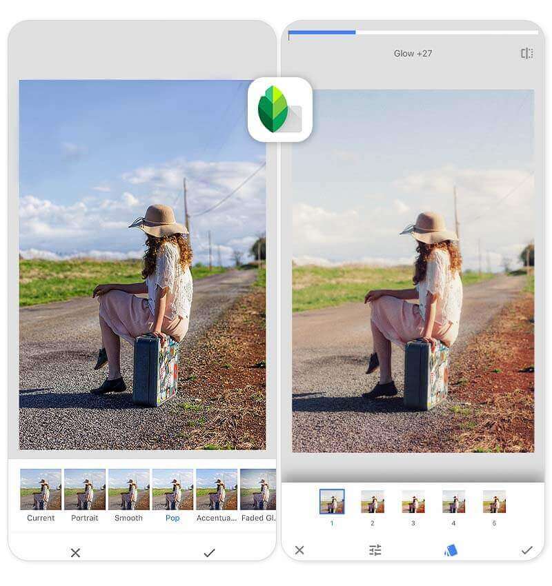 Interface de Snapseed Interface de Snapseed : filtre photo
