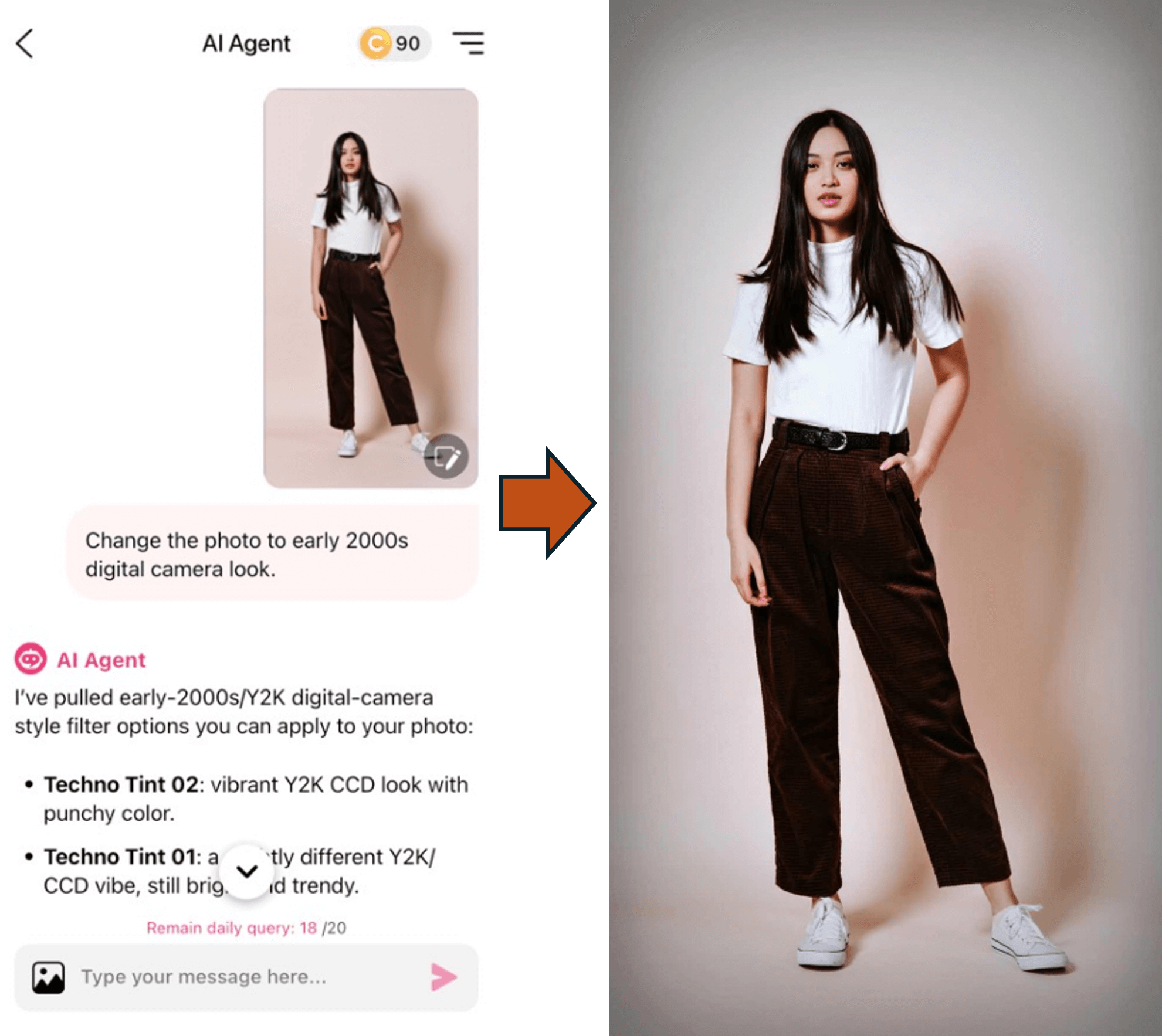 2000s AI photo filter with AI Agent