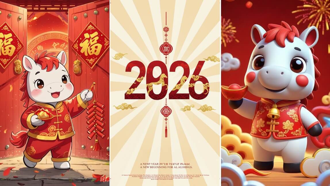 Générateur de cartes du Nouvel An chinois :  créer une carte Année du Cheval 2026