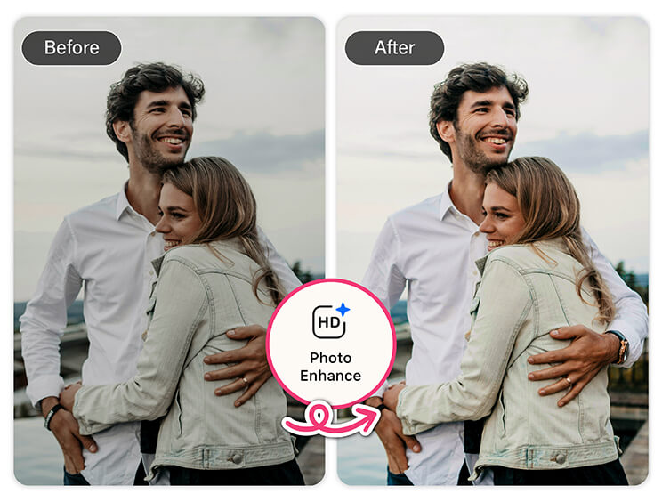 AI 향상 기능으로 완벽한 AI 커플 사진을 완성해 보세요.