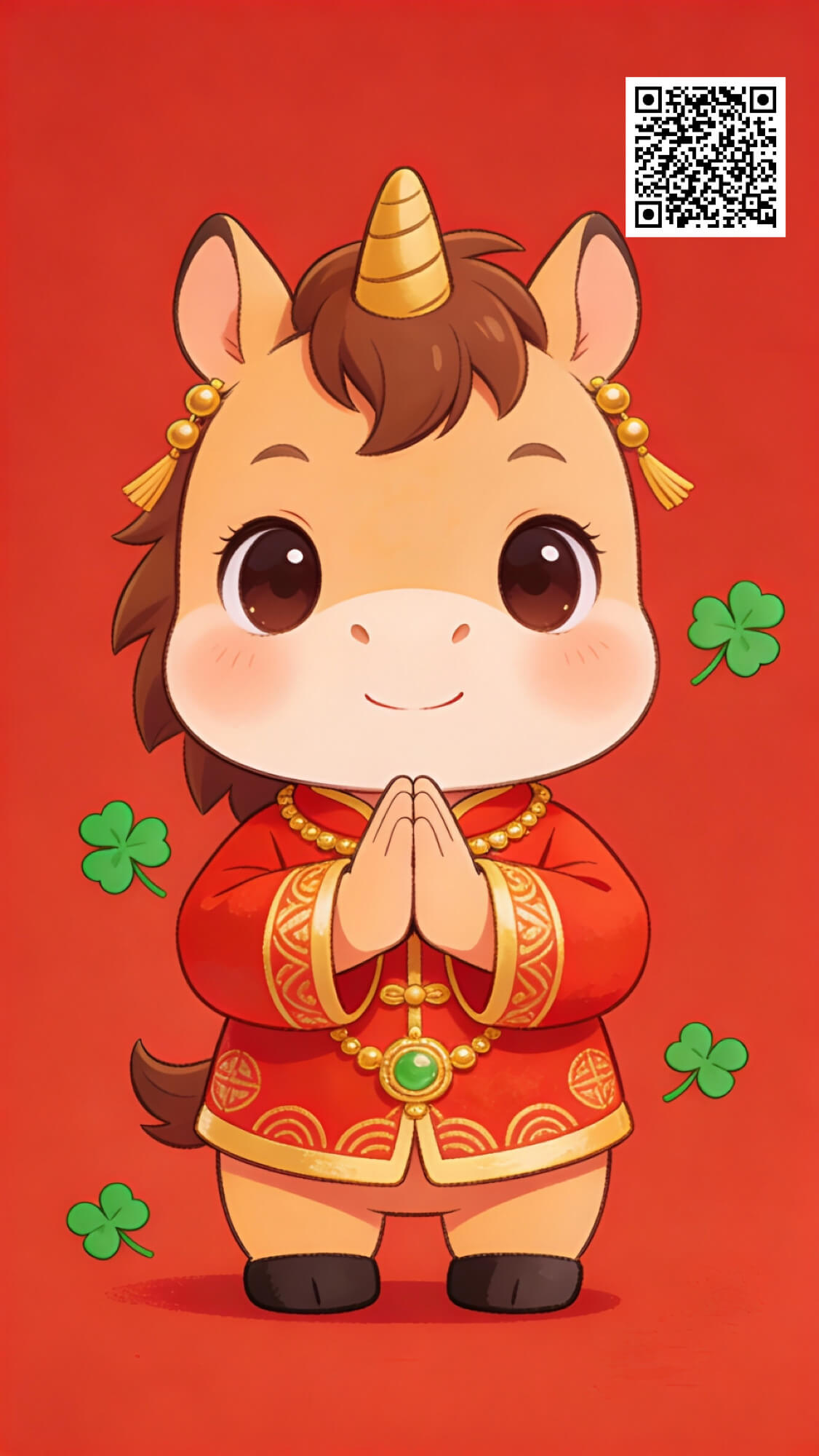 過年桌布範本九：拜拜發財馬