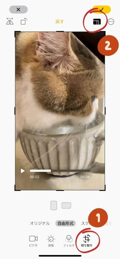 ライブラリから編集ボタンをタップ