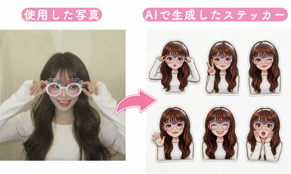 写真からつくった可愛いぷくぷくシール風ステッカー