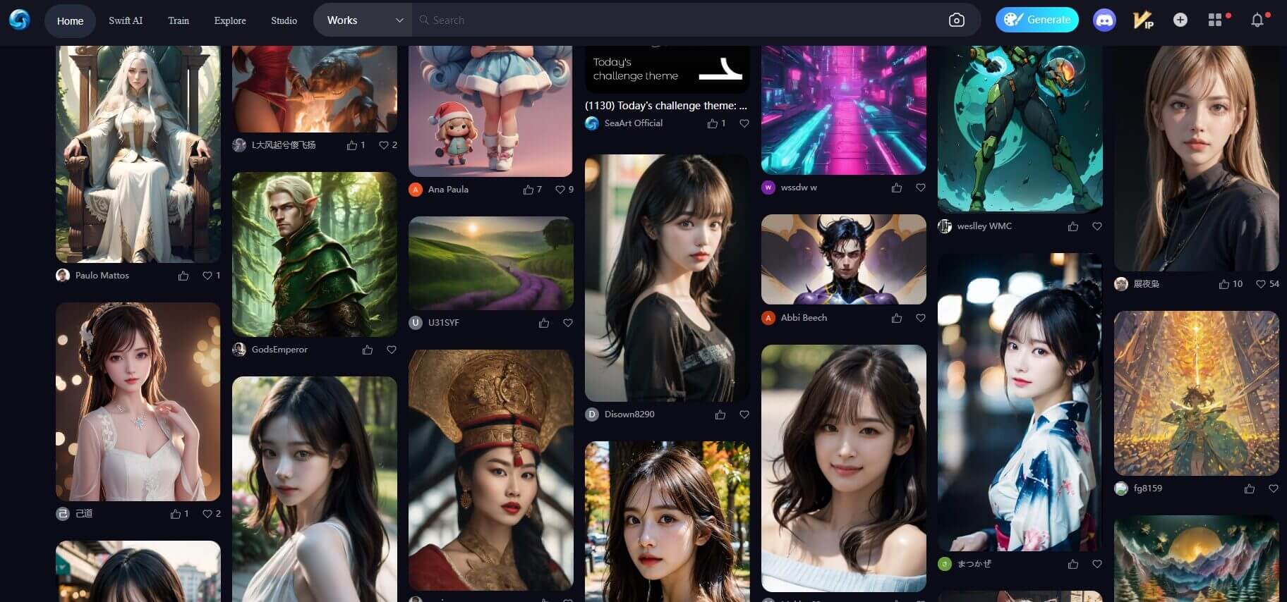 SeaArtAI AI 美女圖生成網頁