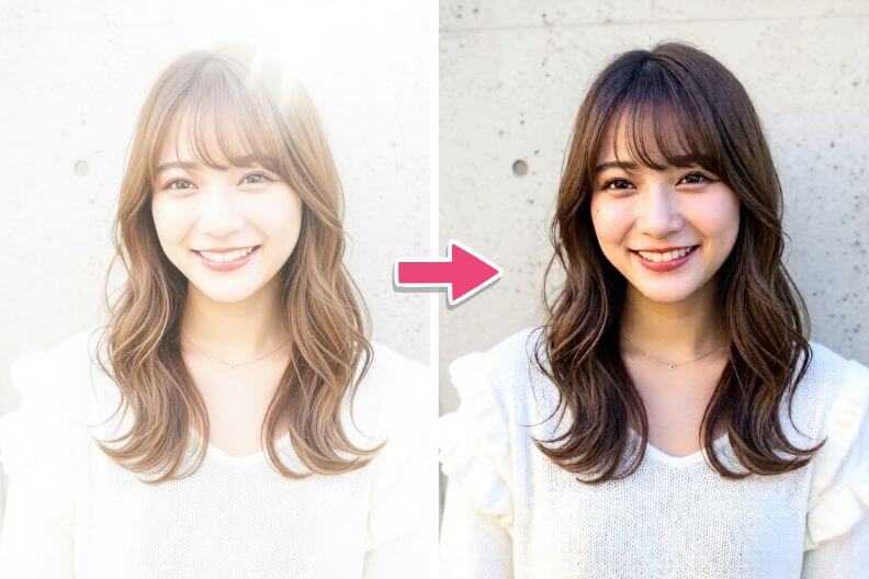 ケース１：顔写真の白飛び