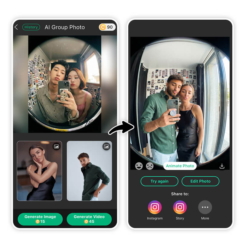 AI group photo with YouCam Perfect