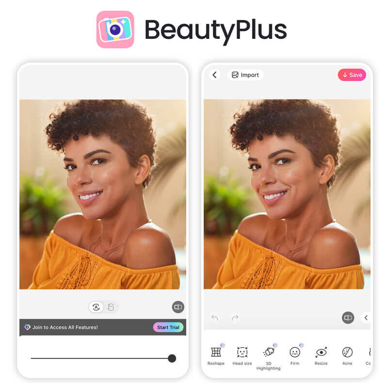 Aplicativo BeautyPlus para suavizar pele