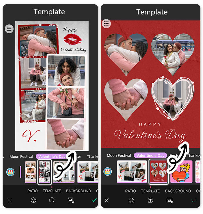 Read on to learn how to use Valentine's photo templates for v-day cards.