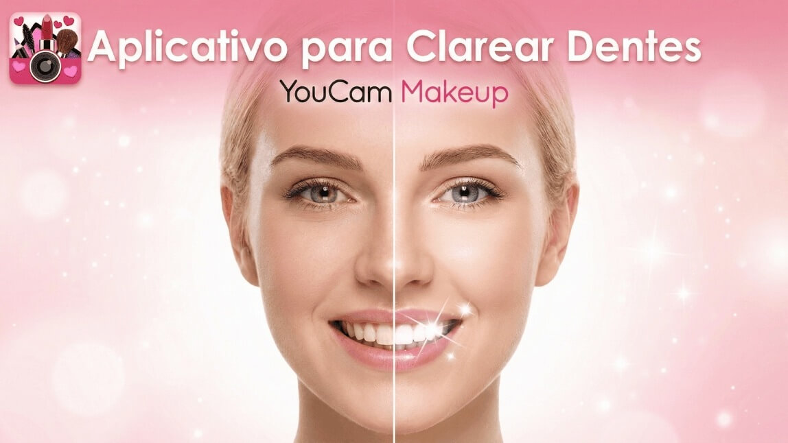 Comparação de antes e depois usando o YouCam Makeup, o melhor aplicativo para clarear dentes em fotos grátis e editar sorriso.
