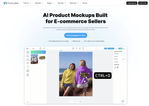 Mockuplabs.ai homepage - An AI-powered mockup studio