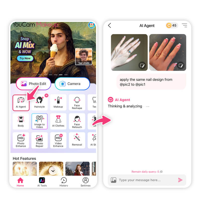 Probiere Valentinstag-Nageldesigns mit YouCam Makeup an