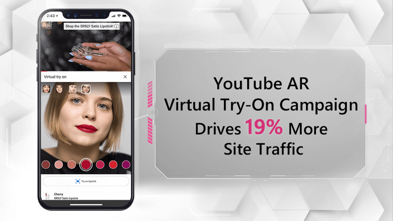 Show “engagement go up with AR”. ref the image on the right Alt-text: AR campaigns drive user engagement, lower bounce rate, and improve video ad performance