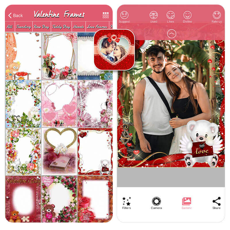 Valentines Day Photo Frames Uygulamasında Sevgililer Günü Çerçeveleri