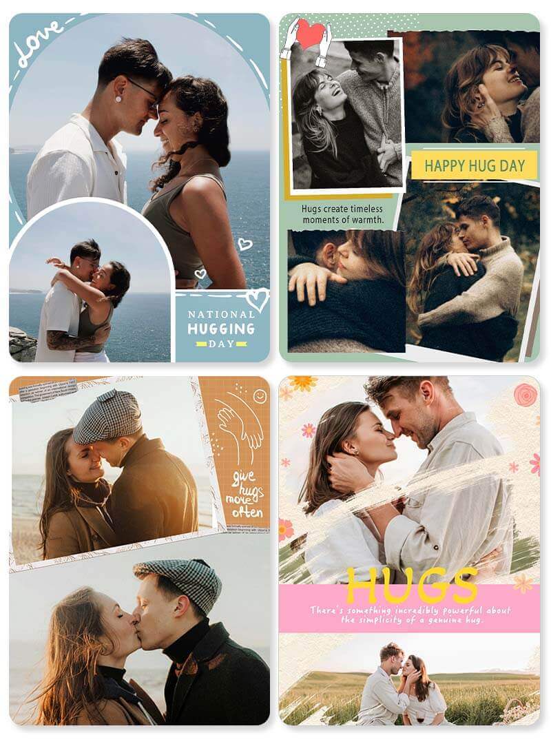 Kiss Love Hug Valentine's Collage for Happy Valentine's Day