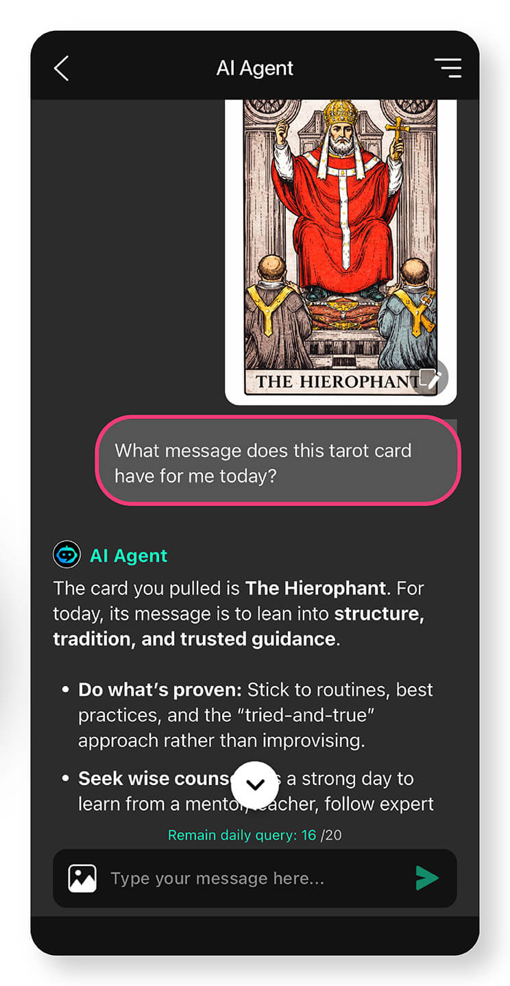 Interpret your tarot cards easily and quickly with AI tarot reader.