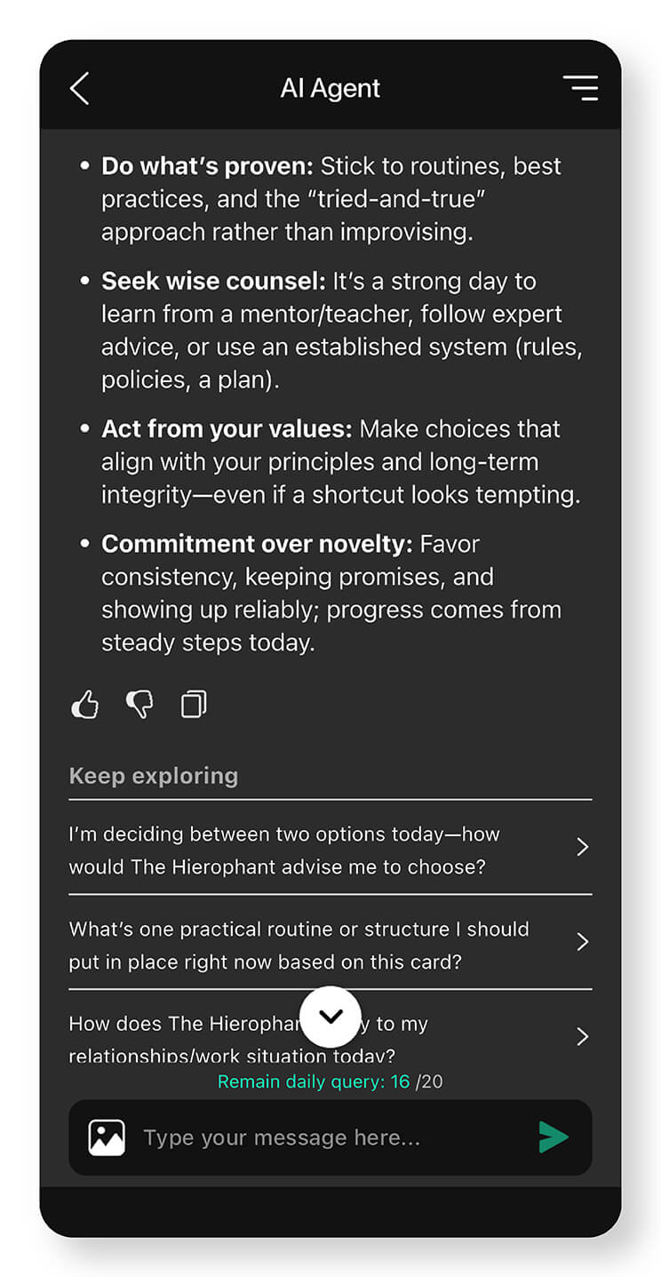 Let AI tarot reader interpret any tarot card you have.