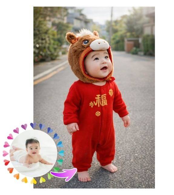 除夕早安圖範本二十|馬年福娃 除夕早安圖範本二十|馬年福娃