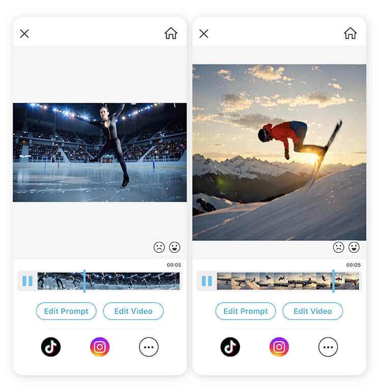 Easily tweak your AI Olympics video to make it truly yours. Adjust your video settings when making an AI Olympics video.
