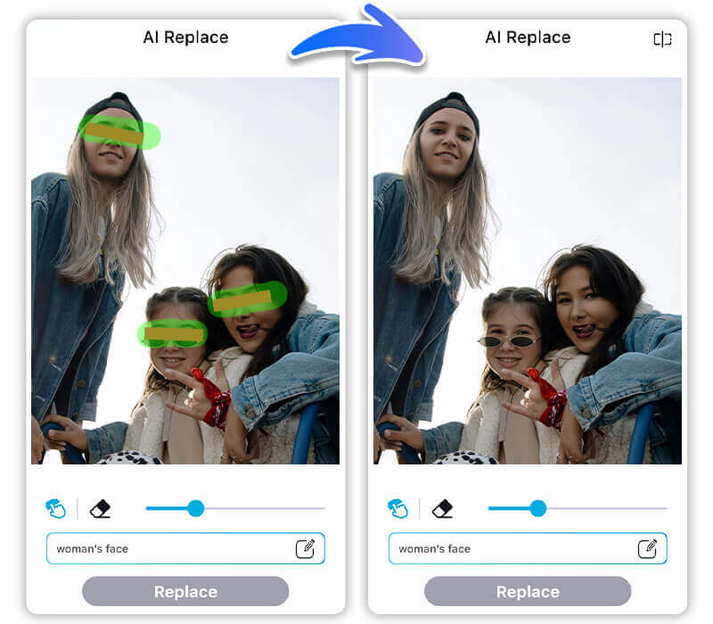 Como usar a Substituição IA para remover censura de fotos Tutorial mostrando como selecionar a área para descensurar imagem online com IA.