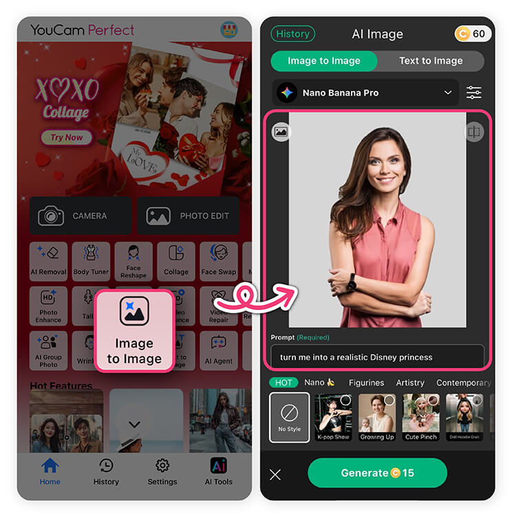 princess transformation in YouCam Perfect