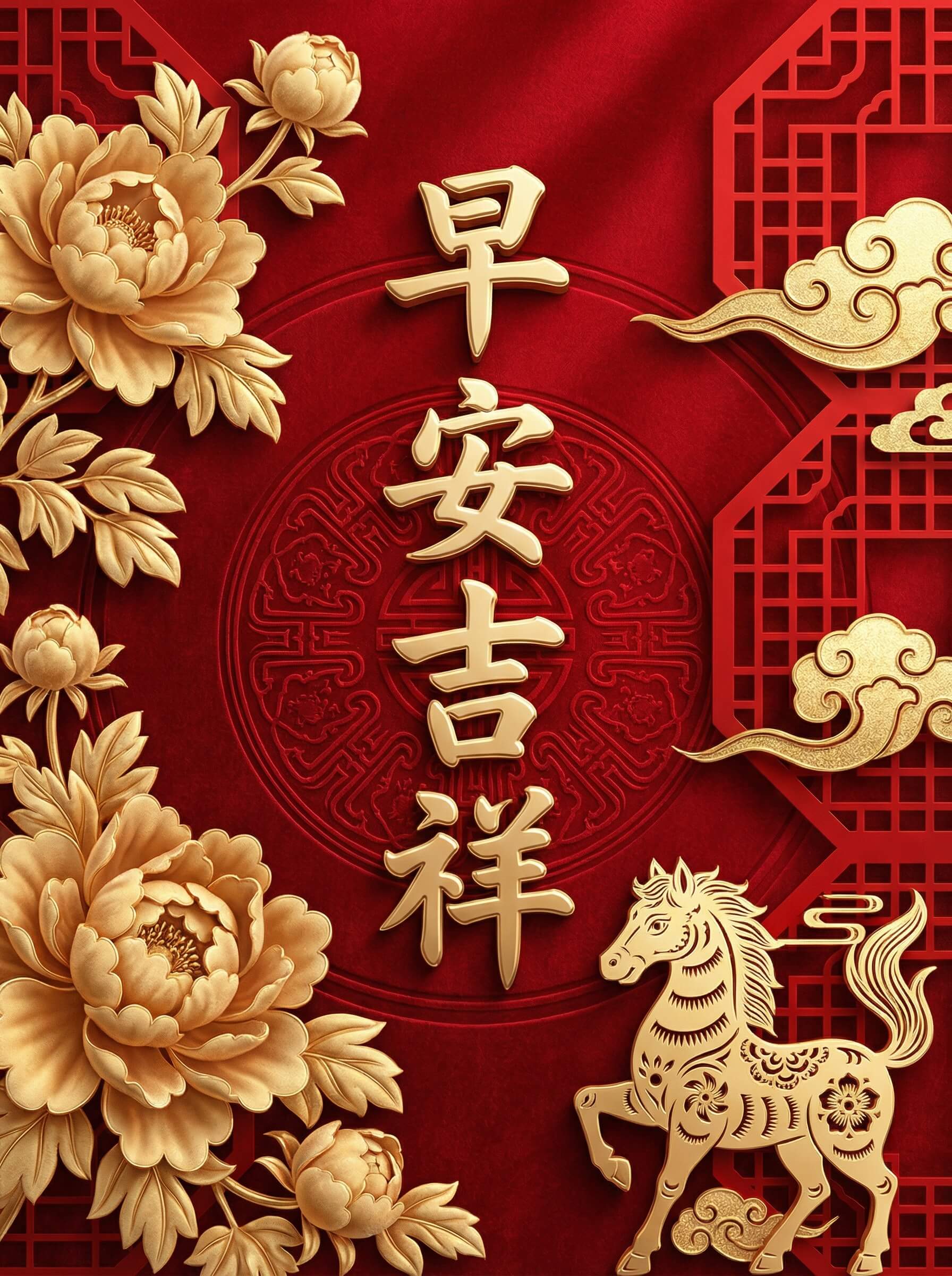 過年早安圖範本一|除夕如意早安圖 過年早安圖範本一|除夕如意早安圖