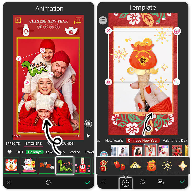 Create individual Chinese new year greeting cards using the best app youcam perfect