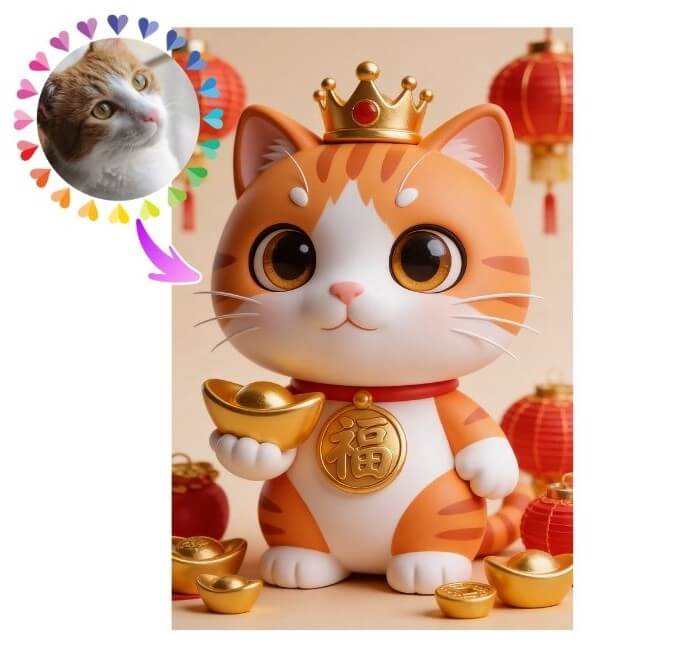 除夕早安圖範本十六|招財貓拜年到 除夕早安圖範本十六|招財貓拜年到