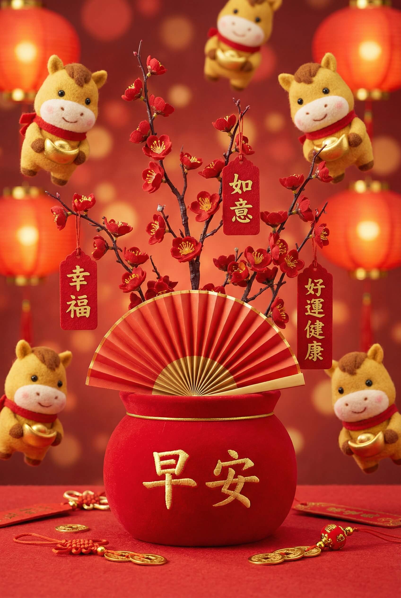 過年早安圖範本五|馬年萬用圖 過年早安圖範本五|馬年萬用圖