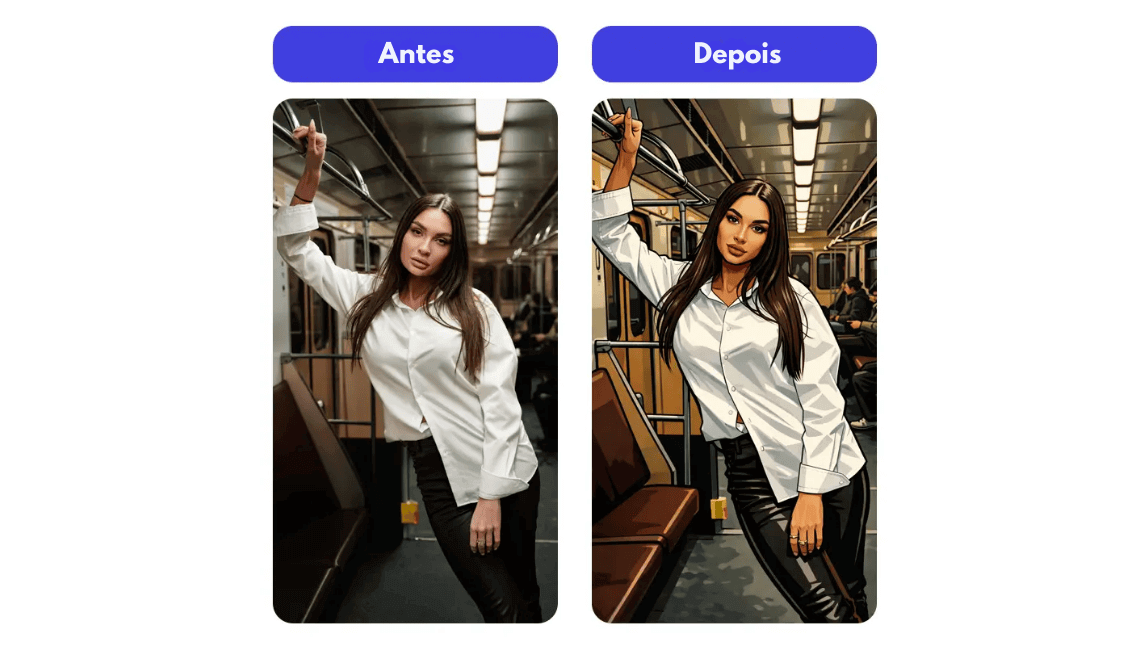 Comparação de foto real e versão transformada em personagem de GTA com filtro de IA