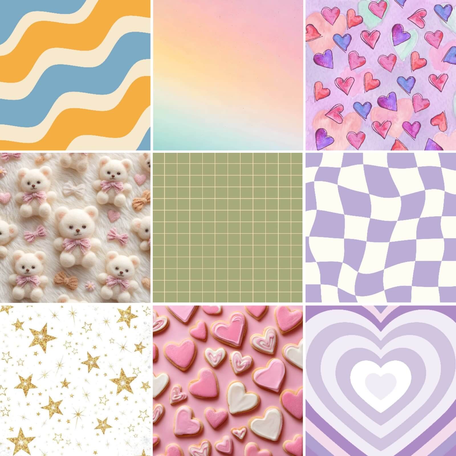 可愛いステッカー背景デザイン９種