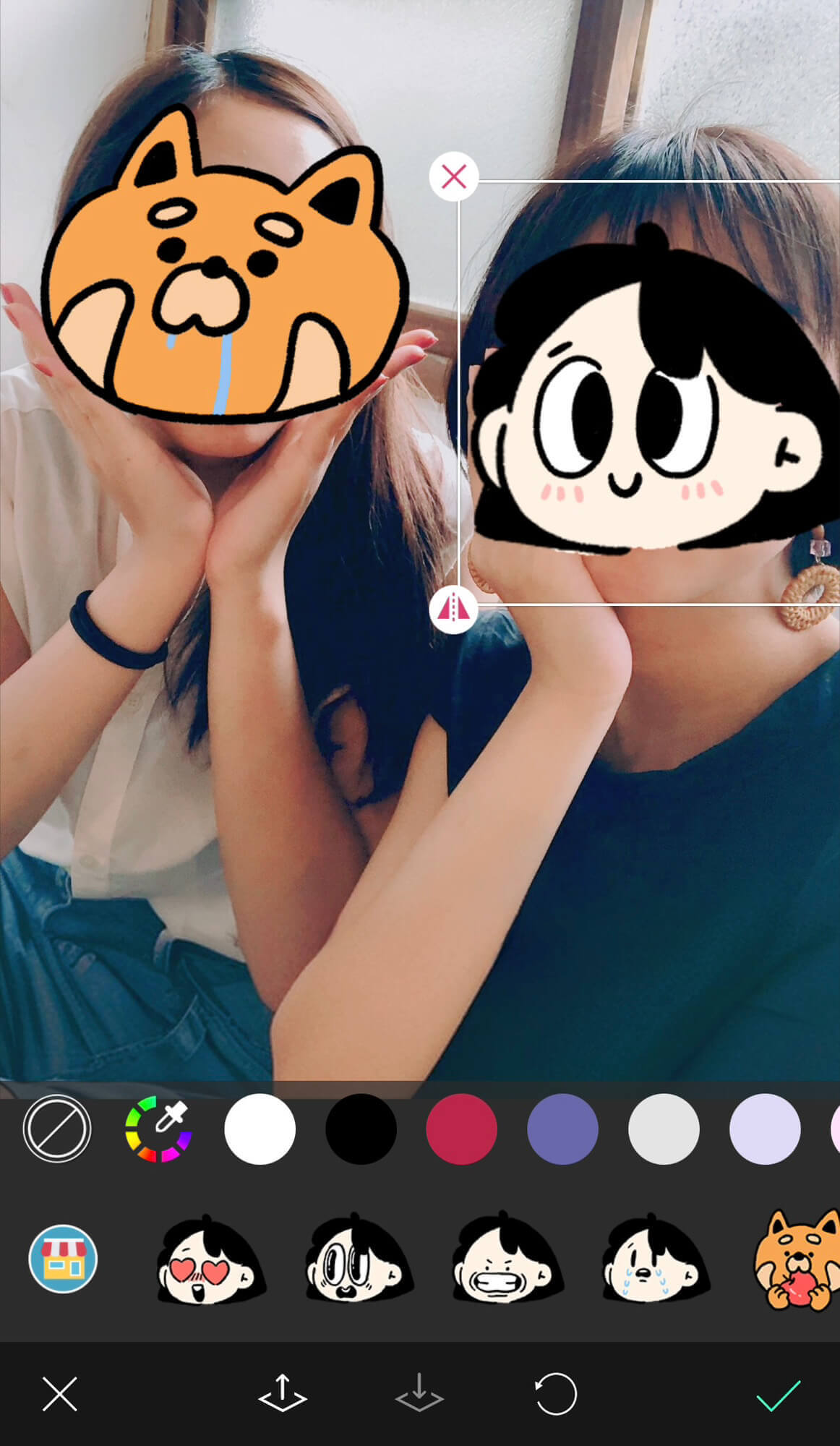 写真が盛れる顔隠しスタンプ