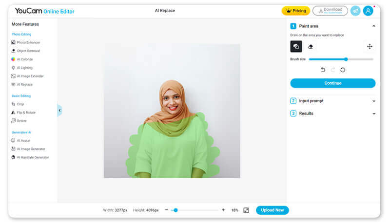 Commencez par importer la photo et colorier la zone des vêtements