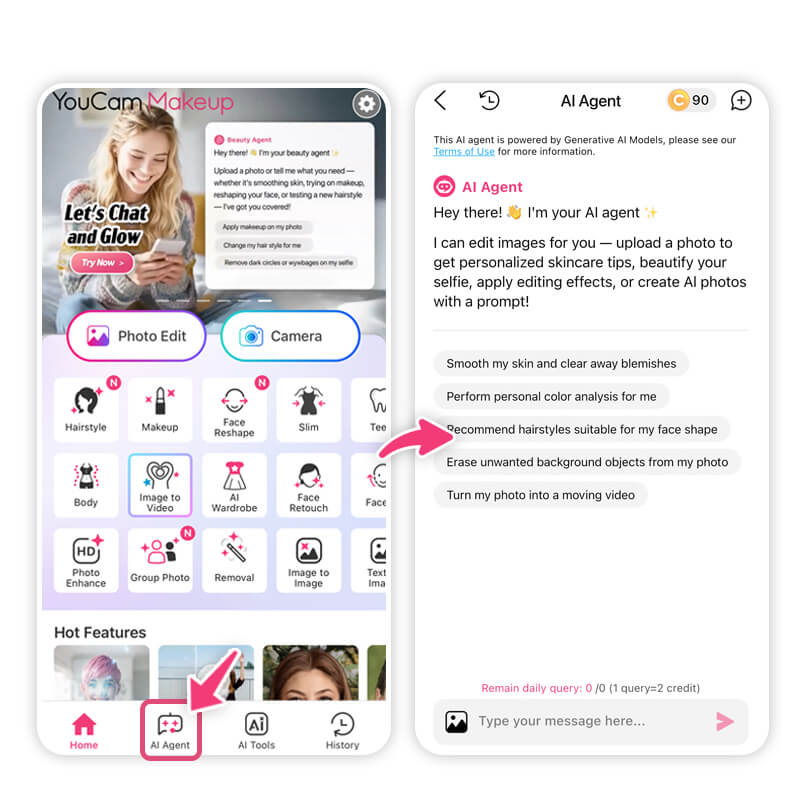 Try on curly hair for men using AI Agent tool in YouCam Makeup app. Find the best curly hairstyle for you using AI try-on.