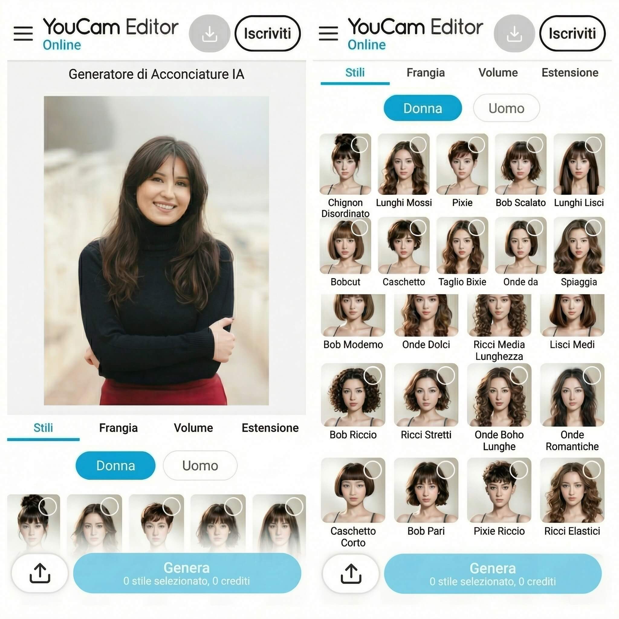 Prova Tagli che Ringiovaniscono a 50 Anni Online: YouCam Online Editor
