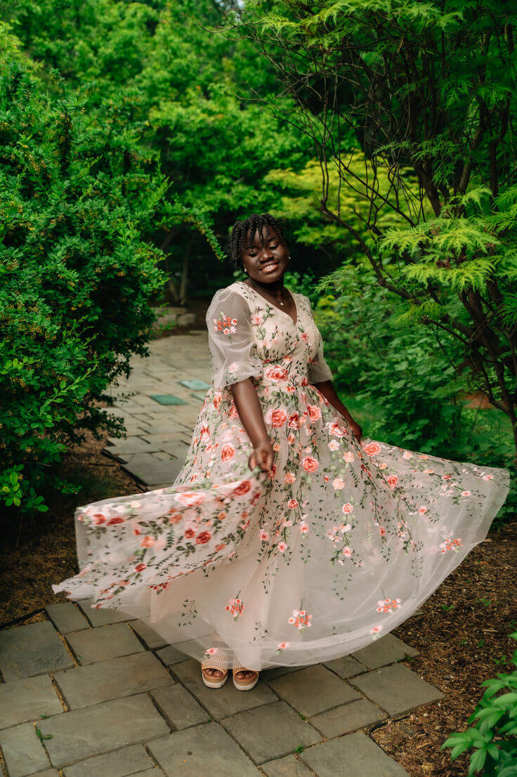 Floral midi dress for garden summer wedding guest