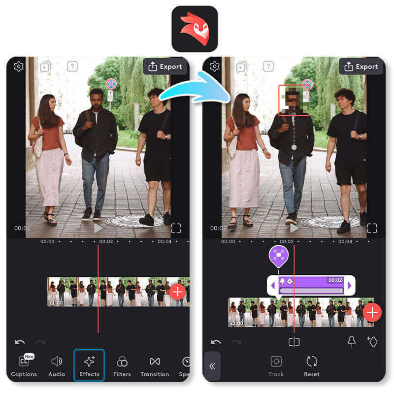 VideoLeap : flouter visage video