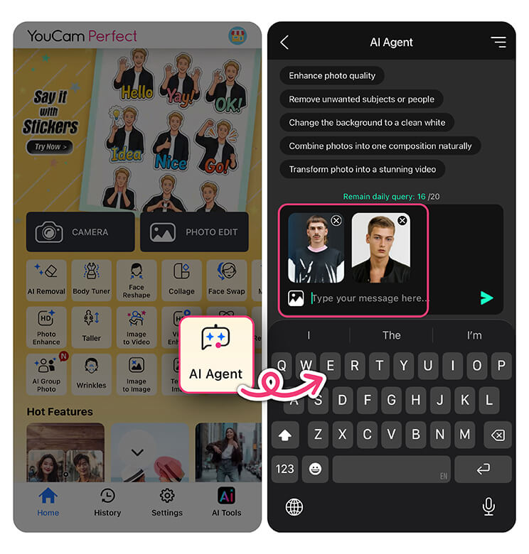 Download YouCam Perfect app - the best AI hairstyle try on app.