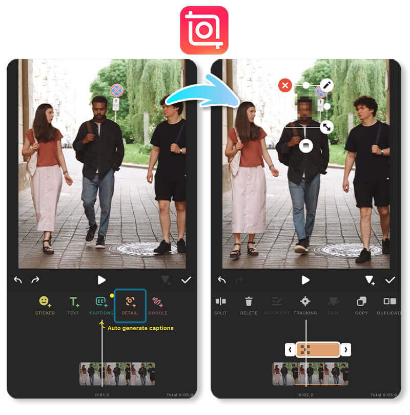 InShot : application pour flouter les visages dans les vidéos
