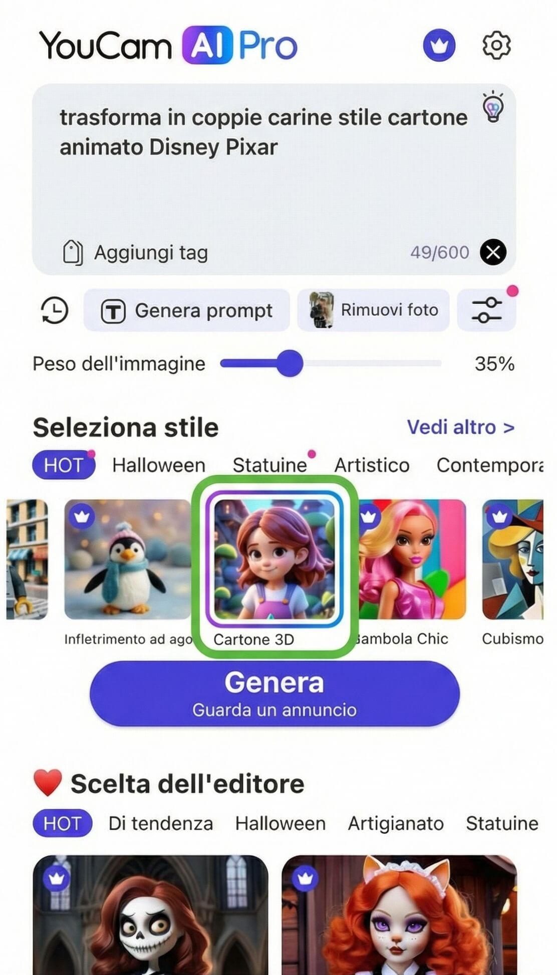 Seleziona Stile Cartoon 3D per il Filtro Coppie Disney Seleziona Stile Cartoon 3D per il Filtro Coppie Disney