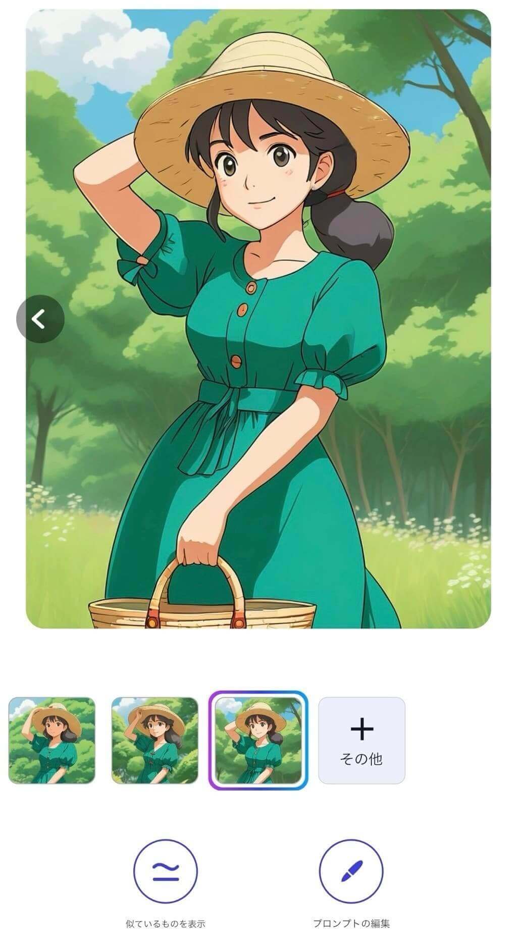 アプリで写真をジブリ風に加工した様子