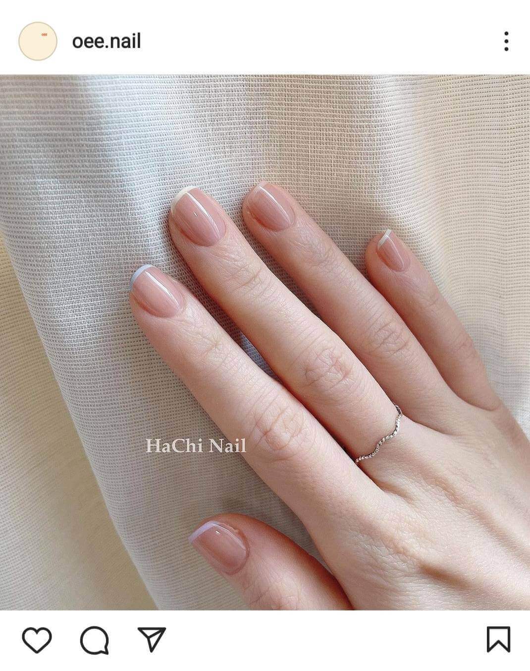 奶油豆沙裸色美甲