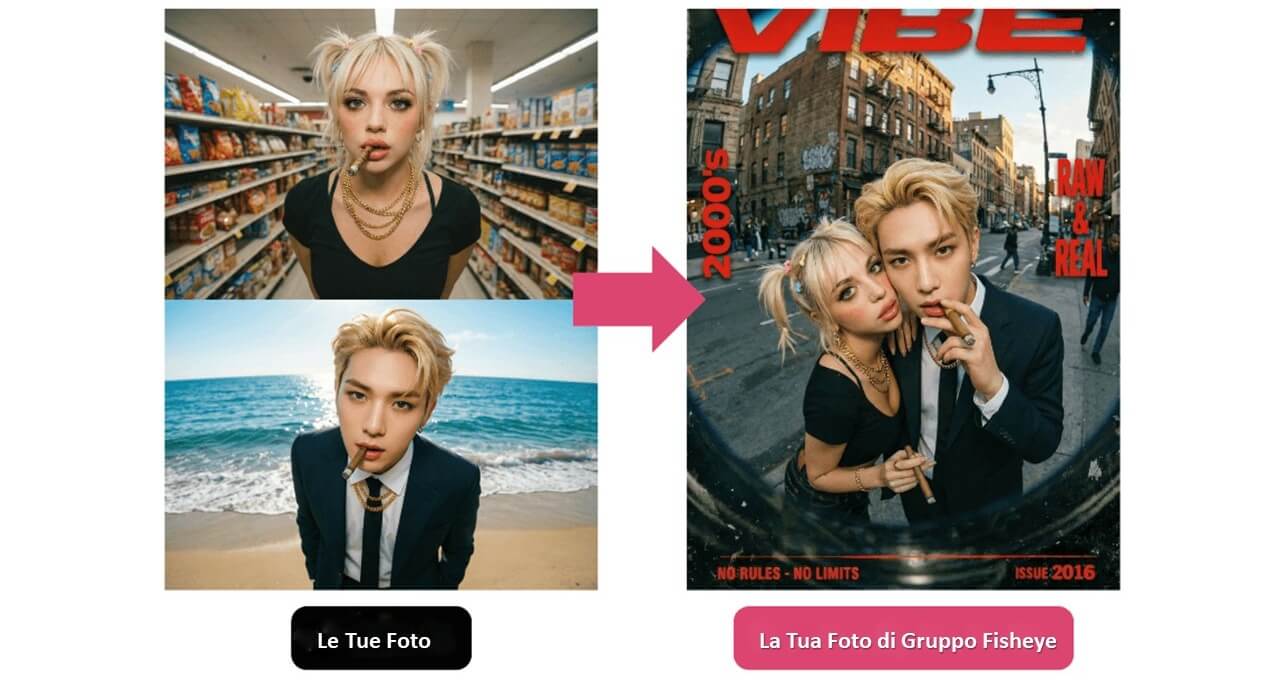 Foto di gruppo: filtro foto per effetto fisheye