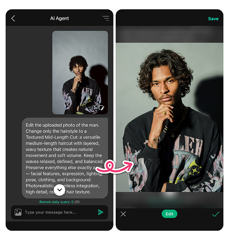 Download YouCam Perfect app now - the best AI hairstyle try on app.